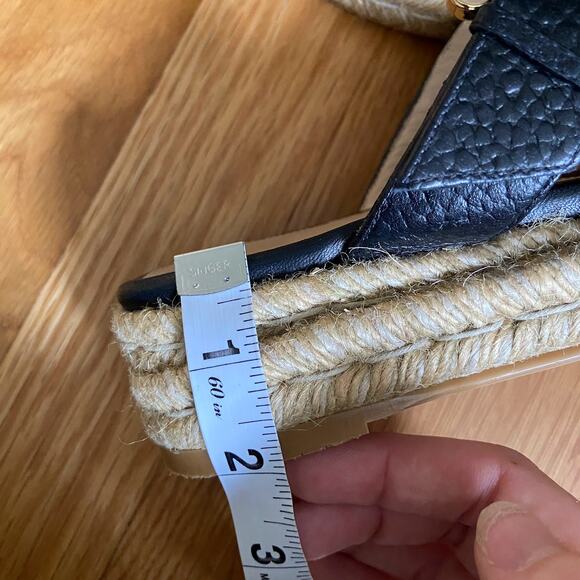 Stuart Weitzman Black Espadrille Sandals with Pearl Accent - Picture 8 of 9